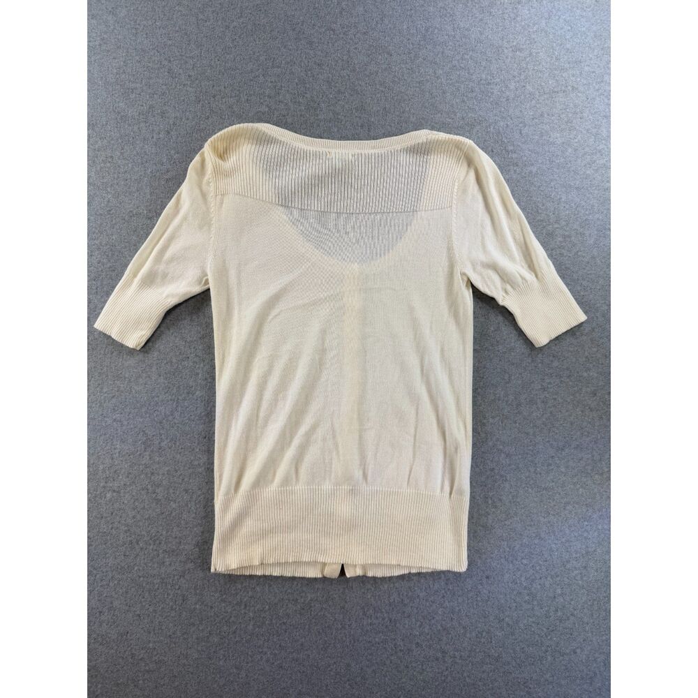Old Navy Women’s Medium Ivory Button Front Short Sleeve Cardigan Sweater 3169 - Picture 6 of 7